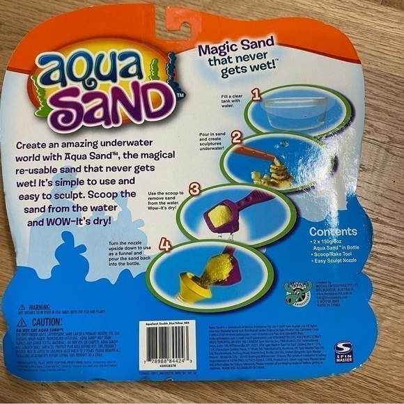 Aqua Sand Toy Kit NEW Sand That Never Gets Wet Blue Yellow Double - Picture 4 of 5